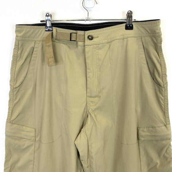 Prana Pants Mens Size Large Khaki Stretch Straight Leg Hiking Roll Snap Up - Picture 3 of 6